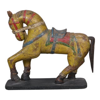 Late 20th Century Indian Wooden Figurine Horse For Sale