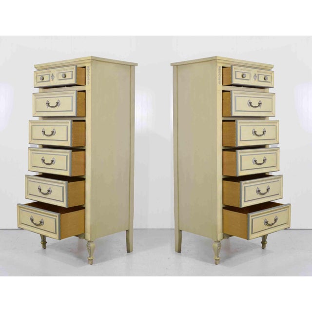 French Mid Century French Louis Style Lingerie Chests by Dixie - A Pair For Sale - Image 3 of 11