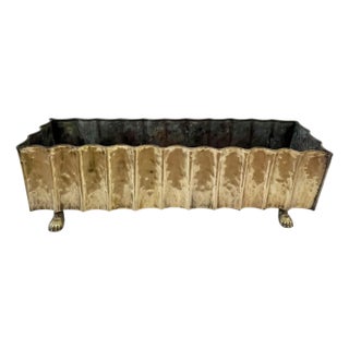 Vintage Italian Brass Planter With Paw Feet – Mid-Century Brutalist Style For Sale