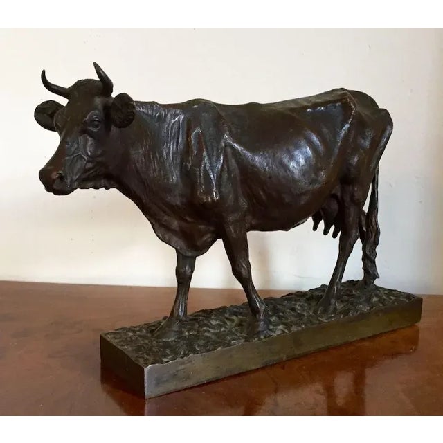 19th Century French Animalier Bronze Sculpture of a Cow For Sale In New York - Image 6 of 11