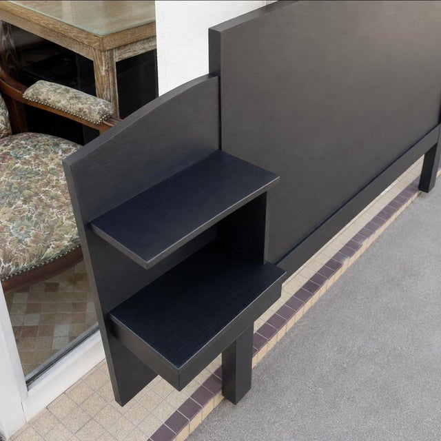 Vintage Black Wooden Headboard For Sale - Image 3 of 4