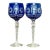 Mid 20th Century Bohemian Wine Goblets Cobalt Blue Cut to Clear - A Pair For Sale