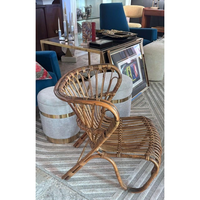 Danish Organic Modern Rattan Lounge Chair in the Style of Viggo Boesen For Sale - Image 16 of 17