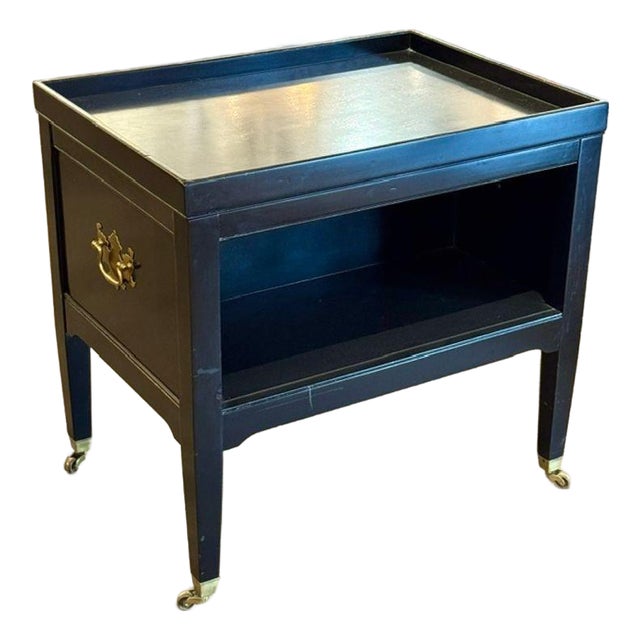Vintage Black Lacquer Side Table For Sale