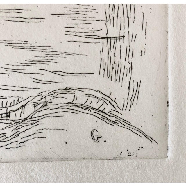 American Tibor Gergely, Vintage Art Etching Farm with Cow and Farmer, Famed Children's Book Illustrator, c.1940s For Sale - Image 3 of 4