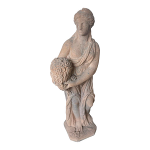 Vintage Neoclassical Terracotta Garden Statue of Flora