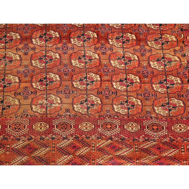 Antique Turkmen Tekke Rug, Wool Pile, Allover Geometric Design For Sale - Image 10 of 14