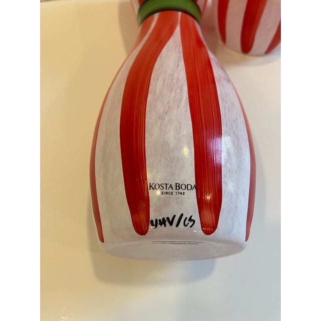 1980s Pair of 1980s Kosta Boda Hand Painted Vases For Sale - Image 5 of 7