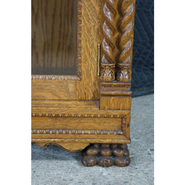 Brown Antique American Renaissance Revival Quartersawn Oak Bookcase Display Cabinet For Sale - Image 8 of 18