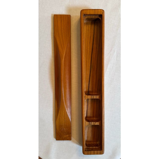 Wood Vintage Danish Organic Modern Teak Wood Decorative Box For Sale - Image 7 of 11