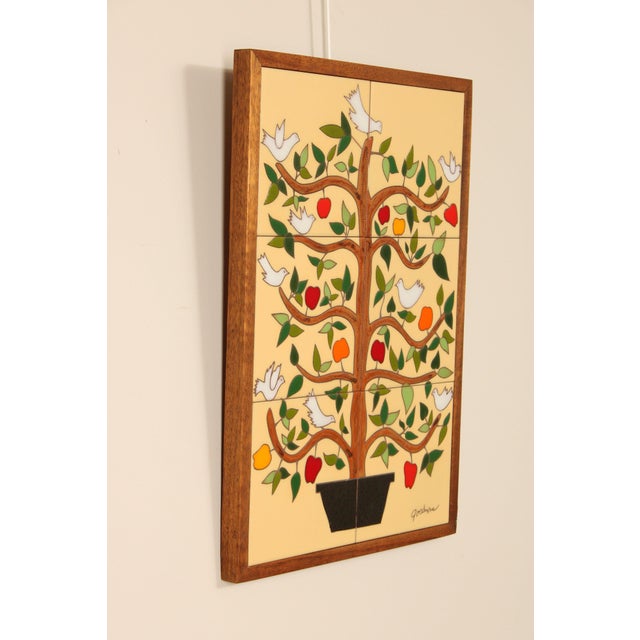 Late 20th Century Folk Art Framed Ceramic Tile Mosaic For Sale - Image 4 of 12