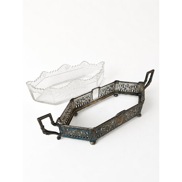 Art Nouveau French Silver-Plated and Cut-Glass Jardinière, 1900s For Sale - Image 9 of 13