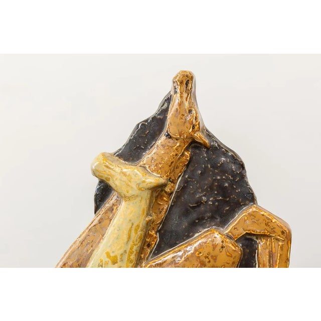 French Ceramic Relief with 2 Horses, 1960s For Sale - Image 4 of 8