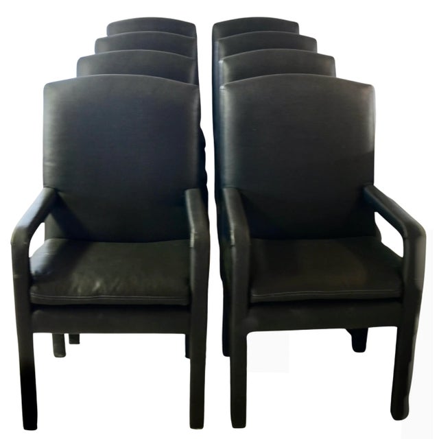 Black Upholstered Black Dining Chairs - Set of 8 For Sale - Image 8 of 8