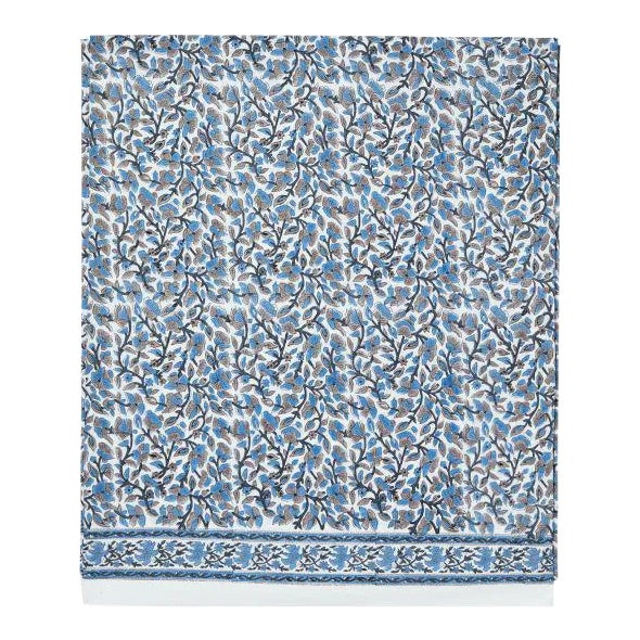 Anna Twin-XL Bed Blue Flat Sheet For Sale