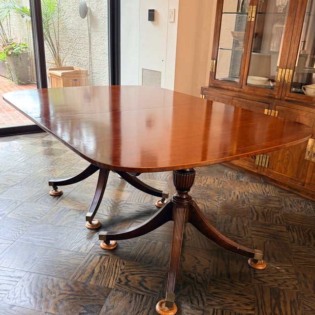 Baker Georgian Style Double Pedestal Mahogany Dining Table For Sale - Image 11 of 16