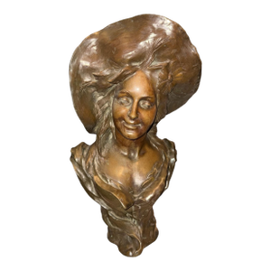 Antique French Victorian 22" Bronze Statue Sculpture of a Maiden v. Bruyneel