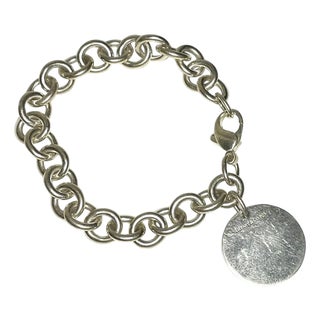 Vintage 1990s Tiffany & Co. Sterling Silver Engravable Round Tag Bracelet – 36.21g For Sale
