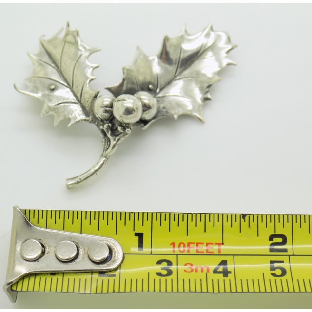 Vintage Italian Handmade Genuine Silver Mistletoe Christmas Decoration From Padua, 1980s Solid 800 Silver Holiday Botanical Miniature Gift For Sale - Image 11 of 11