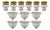 Gold/Crystal Wine Glasses and Dessert Glass Bowls, Set of 12 For Sale