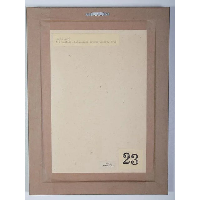 Aldo Galli, Three Kings, 1965, Pencil on Paper, Framed For Sale - Image 4 of 7