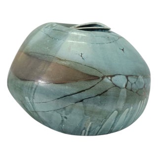 Large Mid-Century Turquoise Ceramic Vase, 1960s For Sale