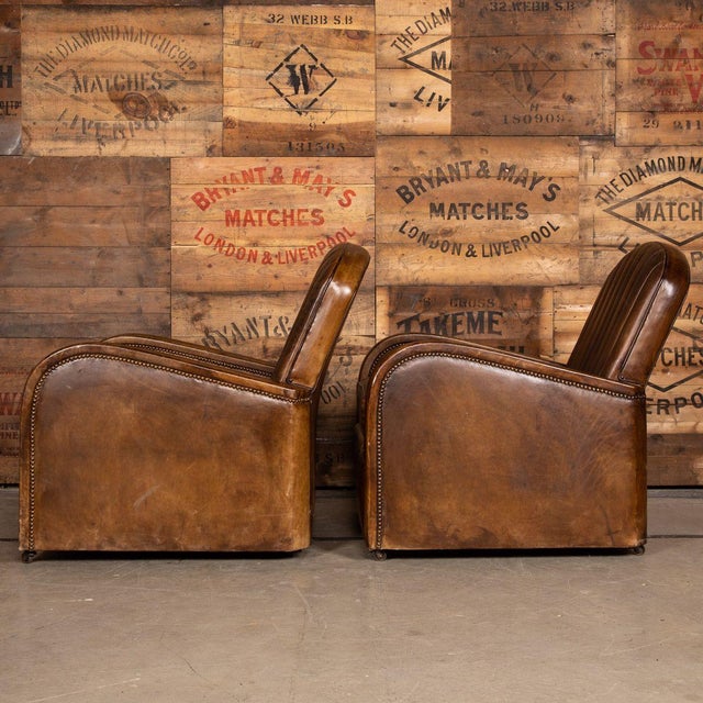 Art Deco Leather Tub Chairs & Sofa, 1920s, Set of 3 For Sale - Image 18 of 18