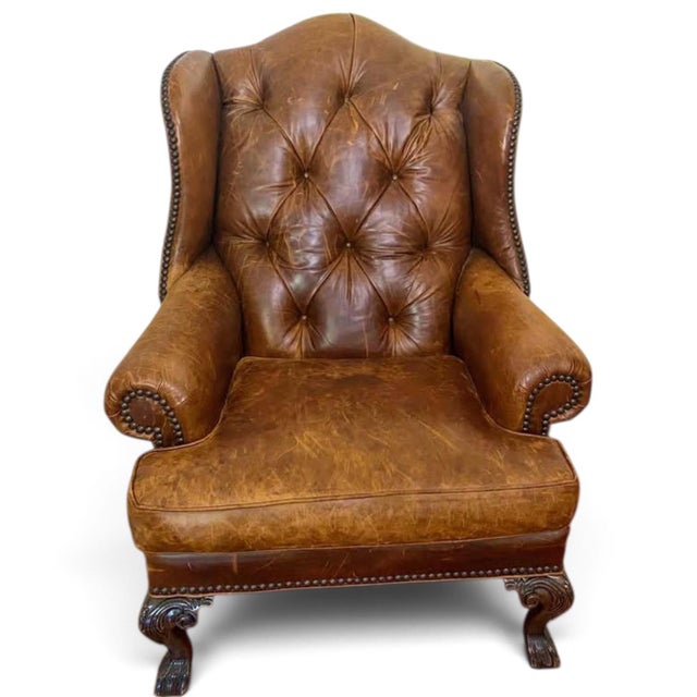 Rare Vintage Zagaroli Chesterfield Wingback Leather Chair with Hairy Claws. This is the ultimate collectors dream,...
