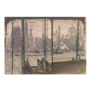 'New York, Harbor Ferry' by Max Pollak, Vienna, Chicago and California Society of Etchers For Sale
