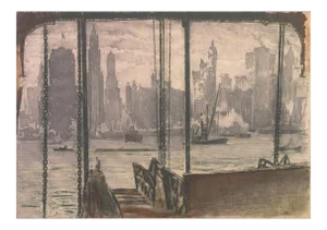 'New York, Harbor Ferry' by Max Pollak, Vienna, Chicago and California Society of Etchers