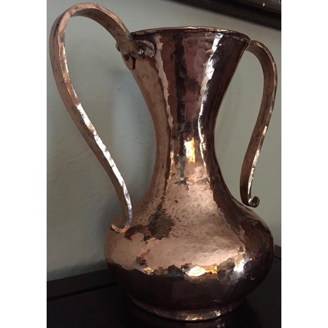 2000s Hand Hammered Copper Handled Urn / Vase | Chairish