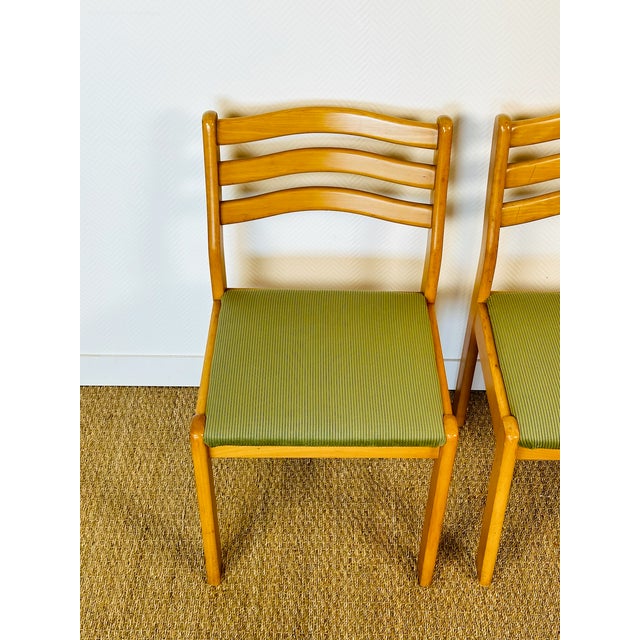 Vintage Beechwood and Green Corduroy Dining Chairs, 1960s, Set of 4 For Sale - Image 10 of 18