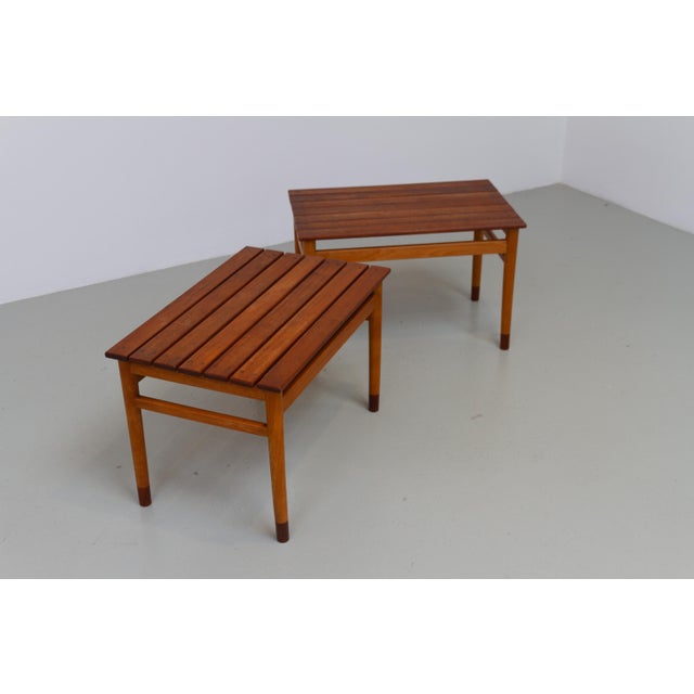 Mid-Century Modern Danish Modern Side Tables in Teak and Beech, 1950s, Set of 2 For Sale - Image 3 of 18