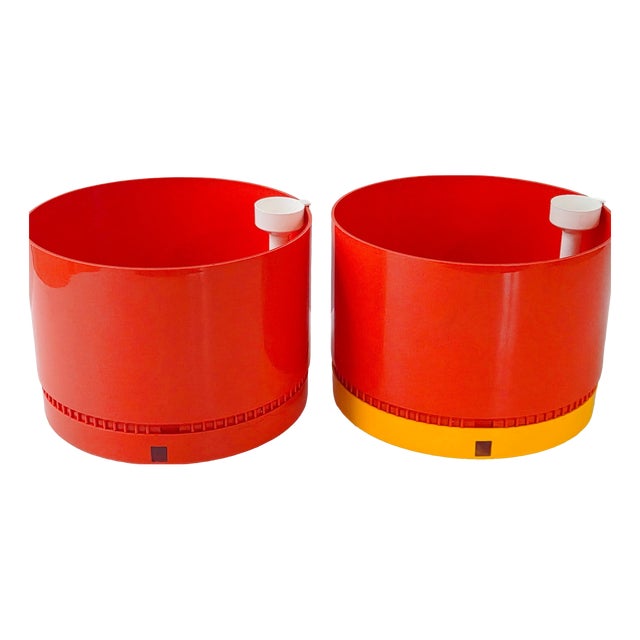 Vintage Round Planters by Nena Balsari Vastill for Reflex, 1970s, Set of 2 For Sale