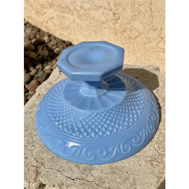 Traditional 1920s Spectacular Antique Delphite Blue Glass Pedestal Bowl For Sale - Image 3 of 3