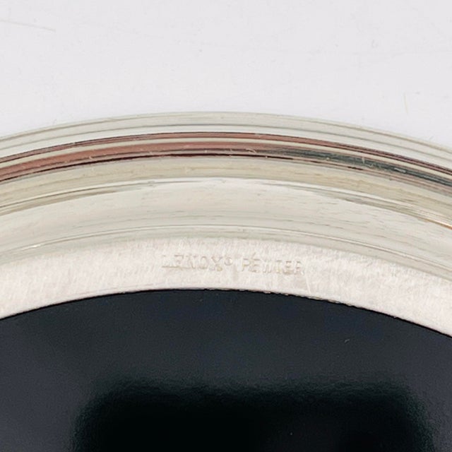 Vintage Lenox Pewter and Black Lucite 7.5" Diameter Tray For Sale In New York - Image 6 of 9