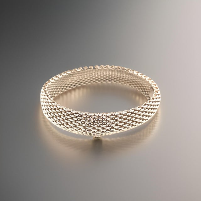 Late 20th Century Late 20th Century Tiffany & Co Somerset Bangle M 7.5" Sterling Silver 17 Mm Estate For Sale - Image 5 of 13