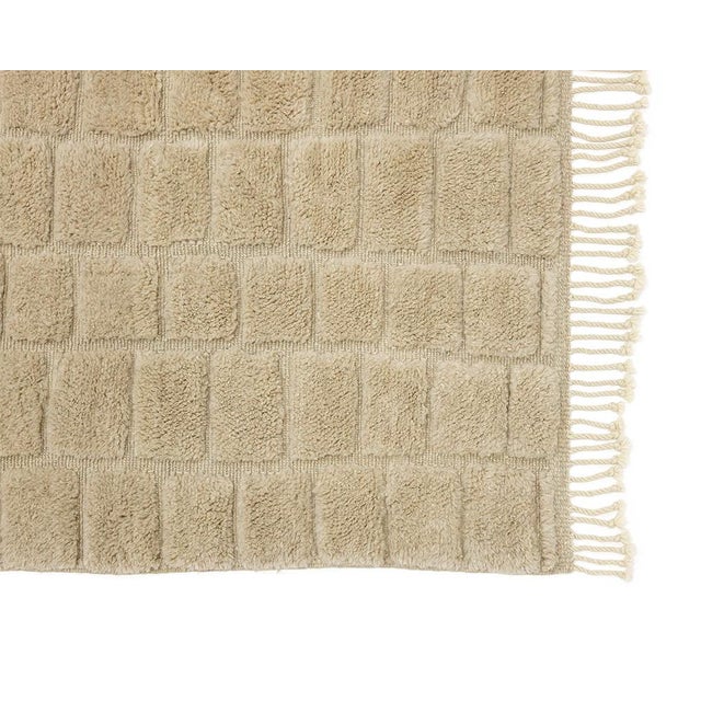 Oversized Textured Checkerboard Hand-Knotted Wool Rug | 13'2" X 10'1" | One of a Kind For Sale - Image 9 of 9