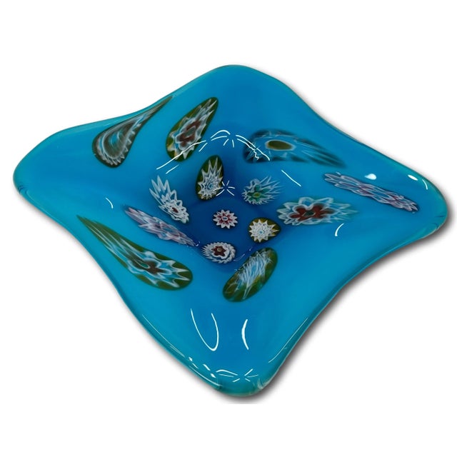 Italian Beautiful Vintage Mid 20th Century Millefiori Style Venetian - Italian Murano Hand Blown Art Glass Bowl For Sale - Image 3 of 12