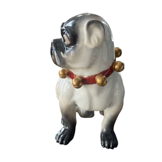 White Pair of Large English Porcelain Pug Dog Figures, Early 20th Century For Sale - Image 8 of 9