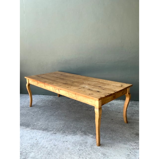 Vintage Rustic Pine Plank Farm Table For Sale - Image 4 of 12