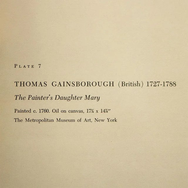 1950s 1956 After Thomas Gainsborough "The Painter's Daughter Mary", Vintage Full-Color Print For Sale - Image 5 of 8