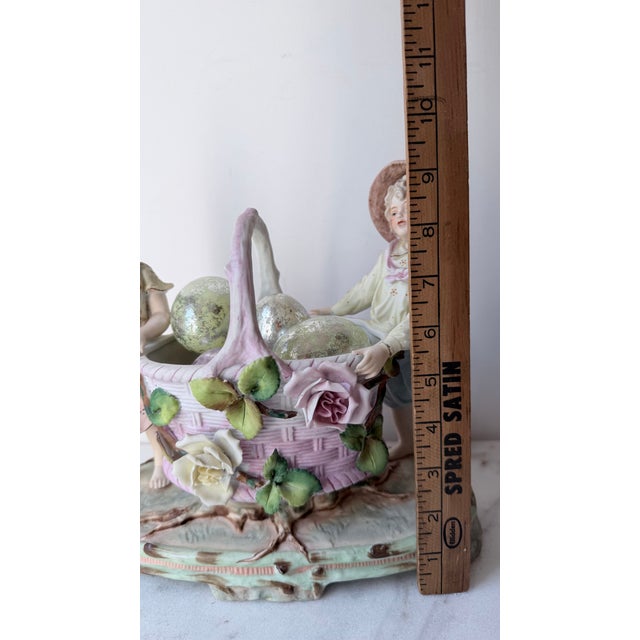 1950s Mid-Century Arnart "Harvest Time" Figural Porcelain Basket Planter Centerpiece by J. Morie For Sale - Image 13 of 17
