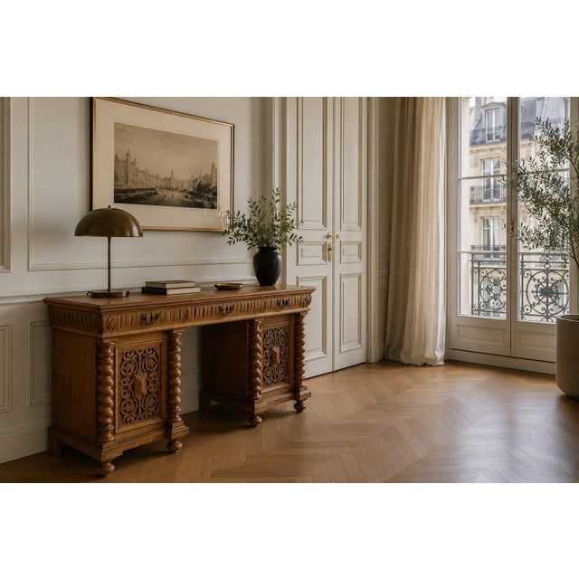 1960s Mid-Century Danish Hand-Crafted Sculptural Oak Desk, 1960s For Sale - Image 5 of 18