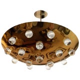 1960s Mid-Century Modern French Brass Crystal Orb Pendant Lighting For Sale