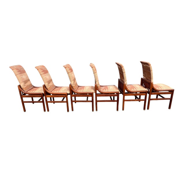 Henredon Campaign Scene 1 Oak Dining Chairs Set 6 For Sale - Image 11 of 18