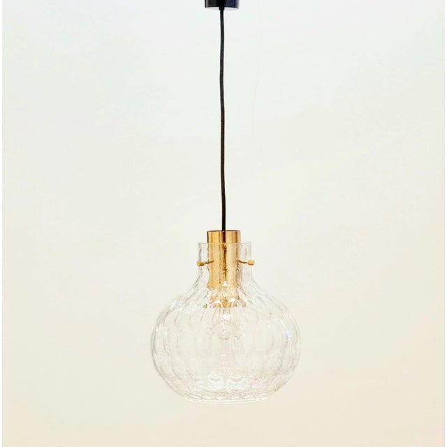 Mid-Century Modern Mid-Century Bubble Glass & Brass Pendant/Ceiling Light by Helena Tynell for Limbur 1960s For Sale - Image 3 of 10