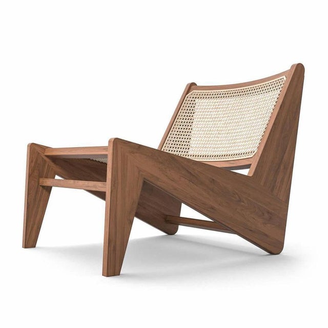 Cassina Low Teak & Cane Kangaroo Armchair by Pierre Jeanneret for Cassina For Sale - Image 4 of 8