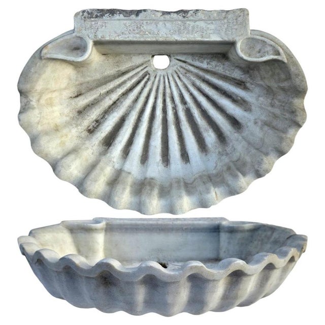 Antique Parian Marble Shell Sink, 19th Century For Sale - Image 6 of 6