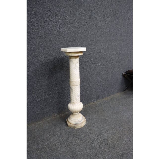 Italian Italian Carved White Marble Pedestal Stand With Swivel Top For Sale - Image 3 of 9